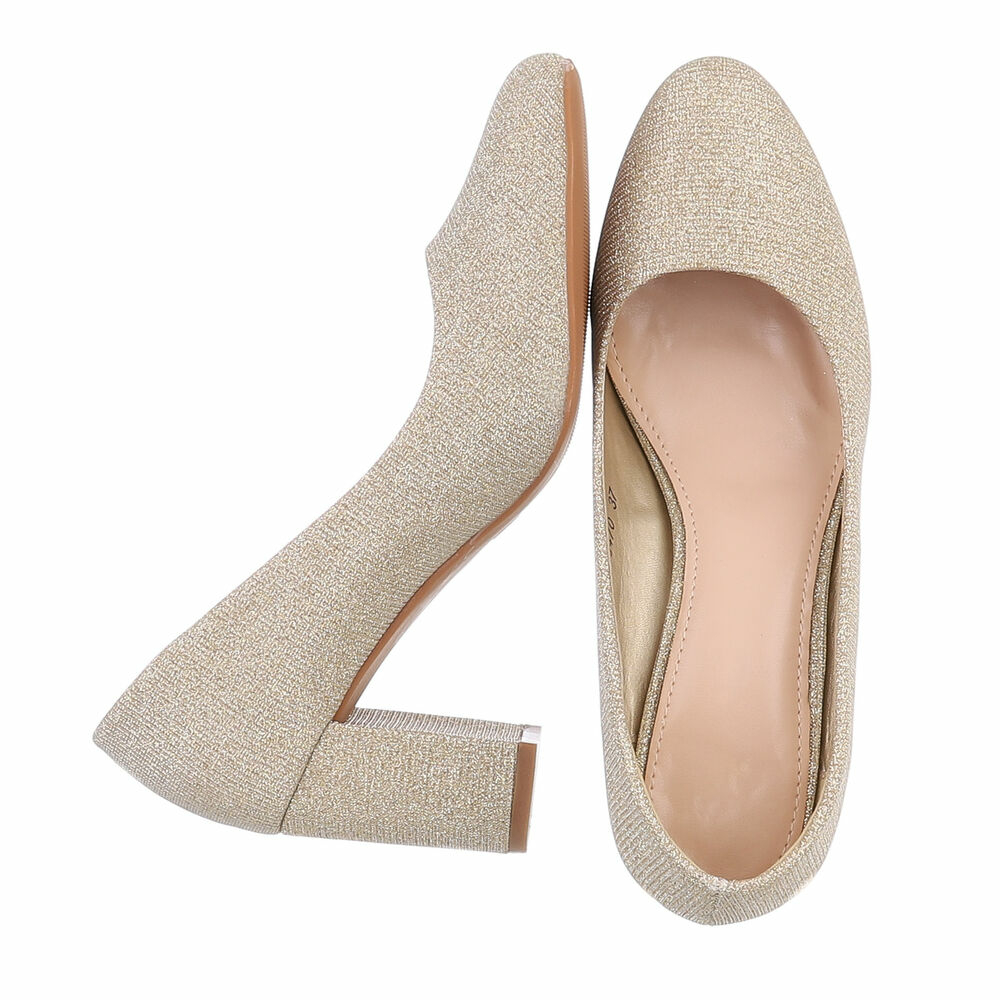 Pantofi cu toc inalt - auriu dama