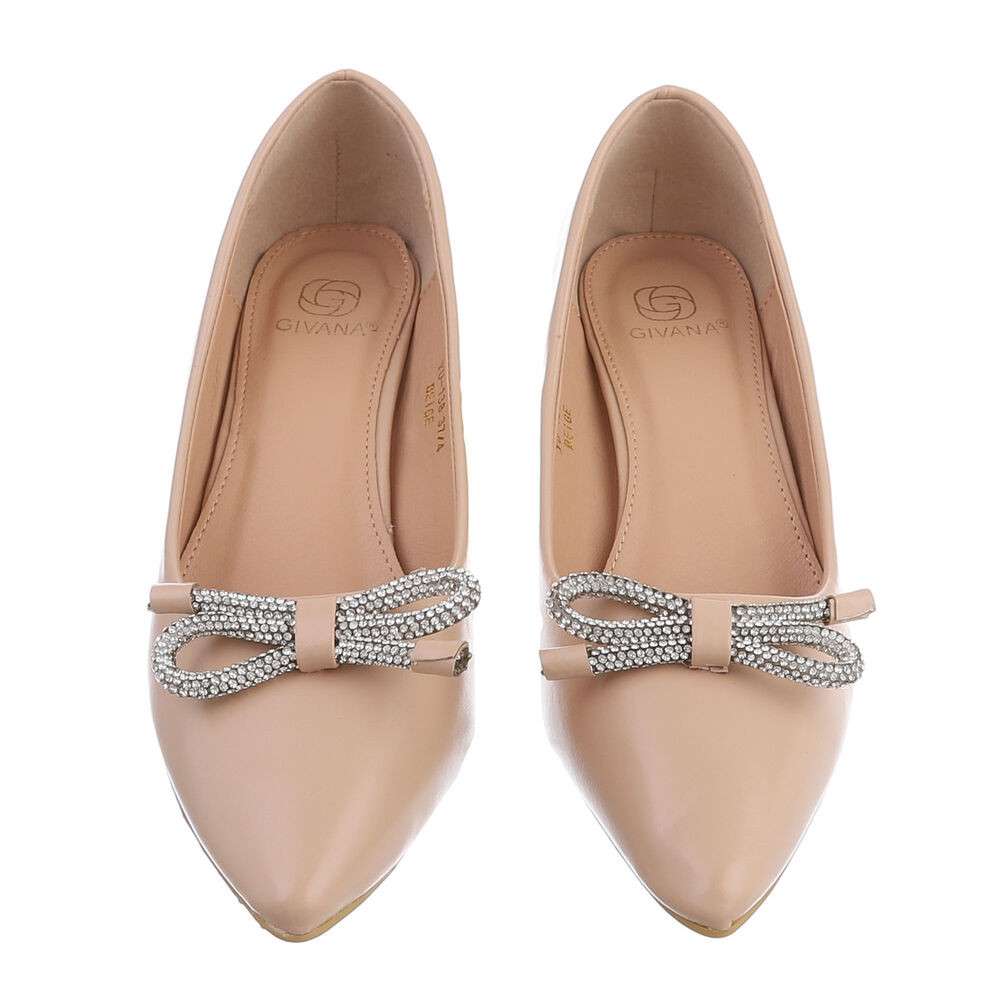 Pantofi eleganti cu toc gros si strasuri - bej dama
