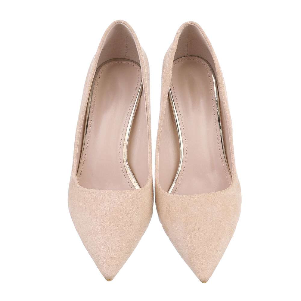 Pantofi eleganti cu toc subtire - bej dama
