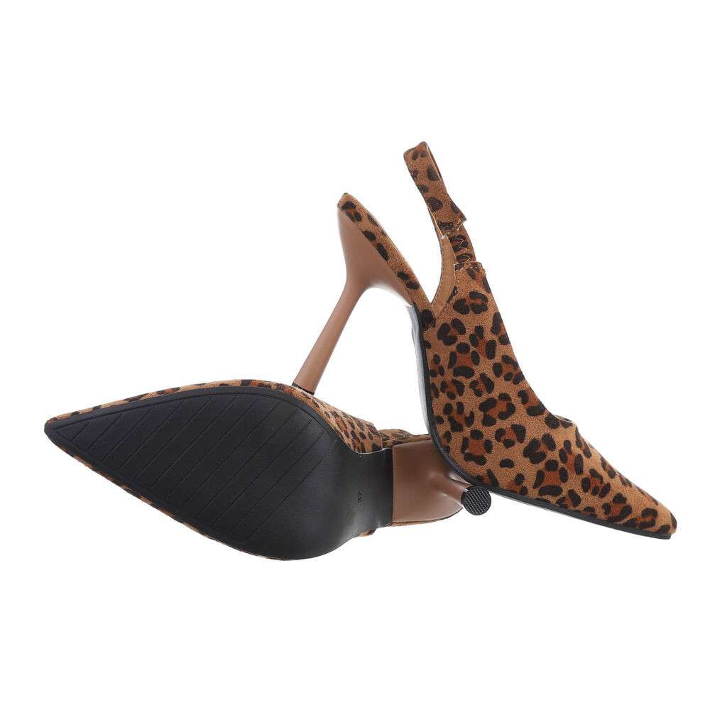 Pantofi ocazie cu toc subtire - imprimeu leopard dama