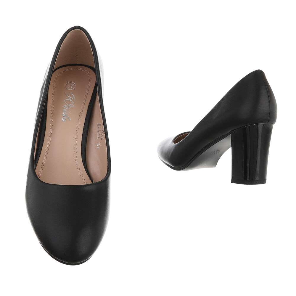 Pantofi cu toc gros - negru dama