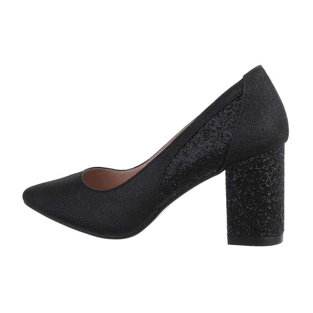 Pantofi eleganti cu toc gros - negru dama