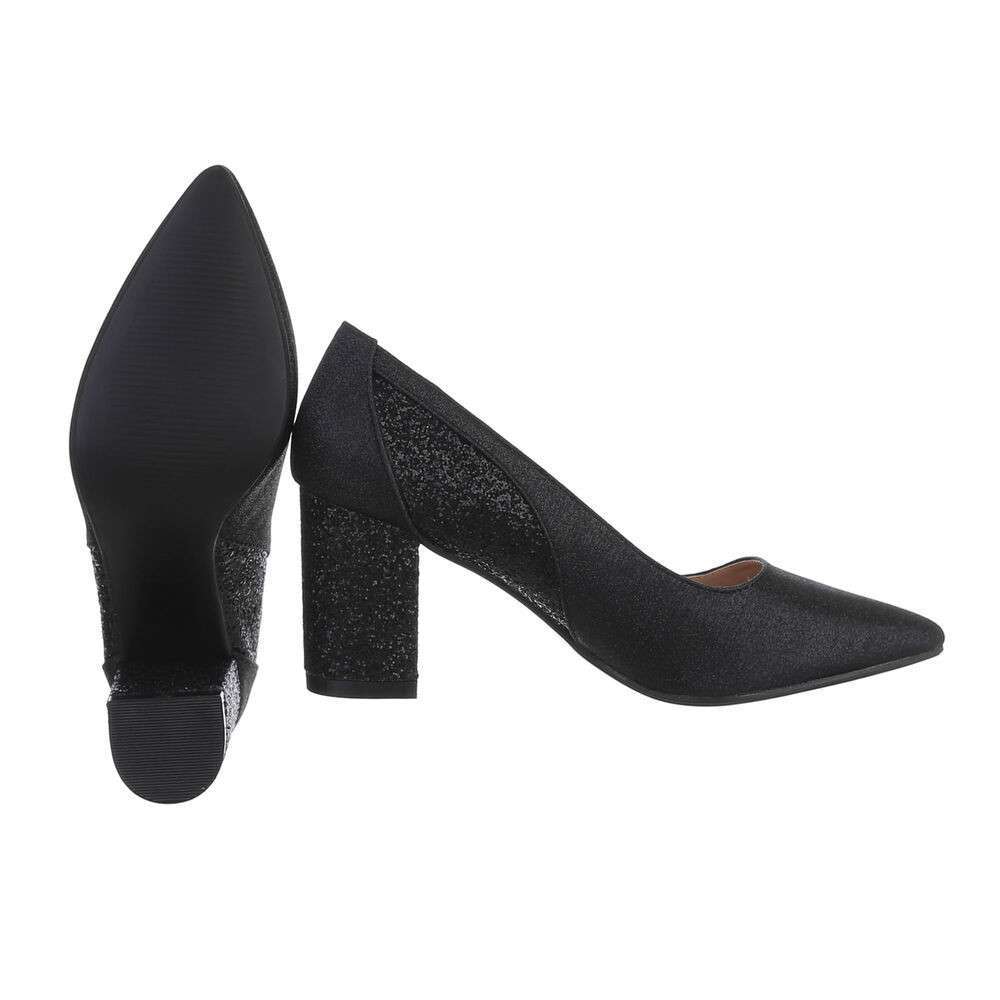 Pantofi eleganti cu toc gros - negru dama