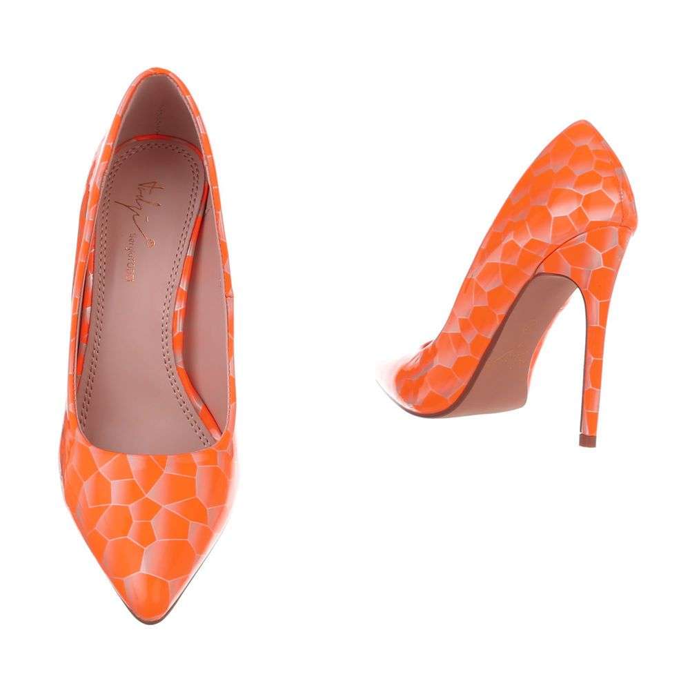 Pantofi cu toc inalt - portocaliu dama
