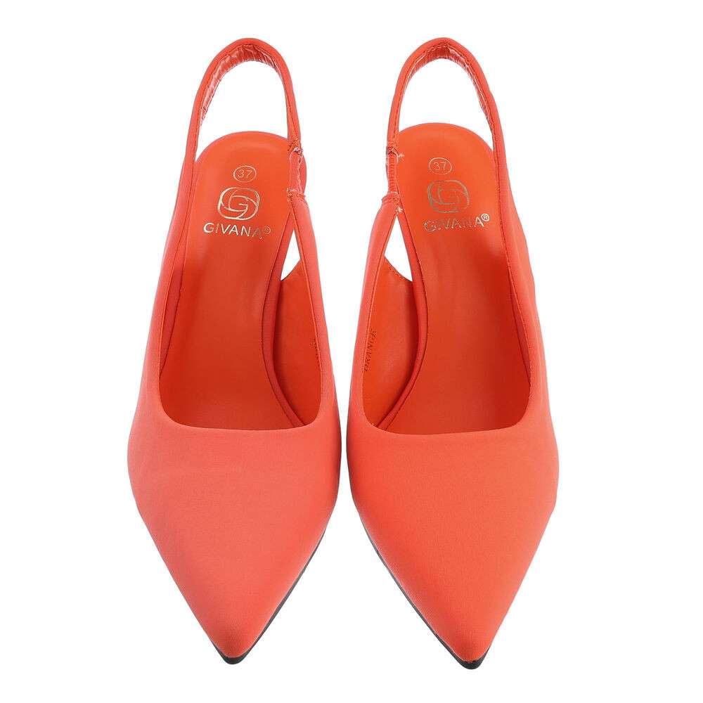 Pantofi ocazie cu toc subtire - portocaliu dama