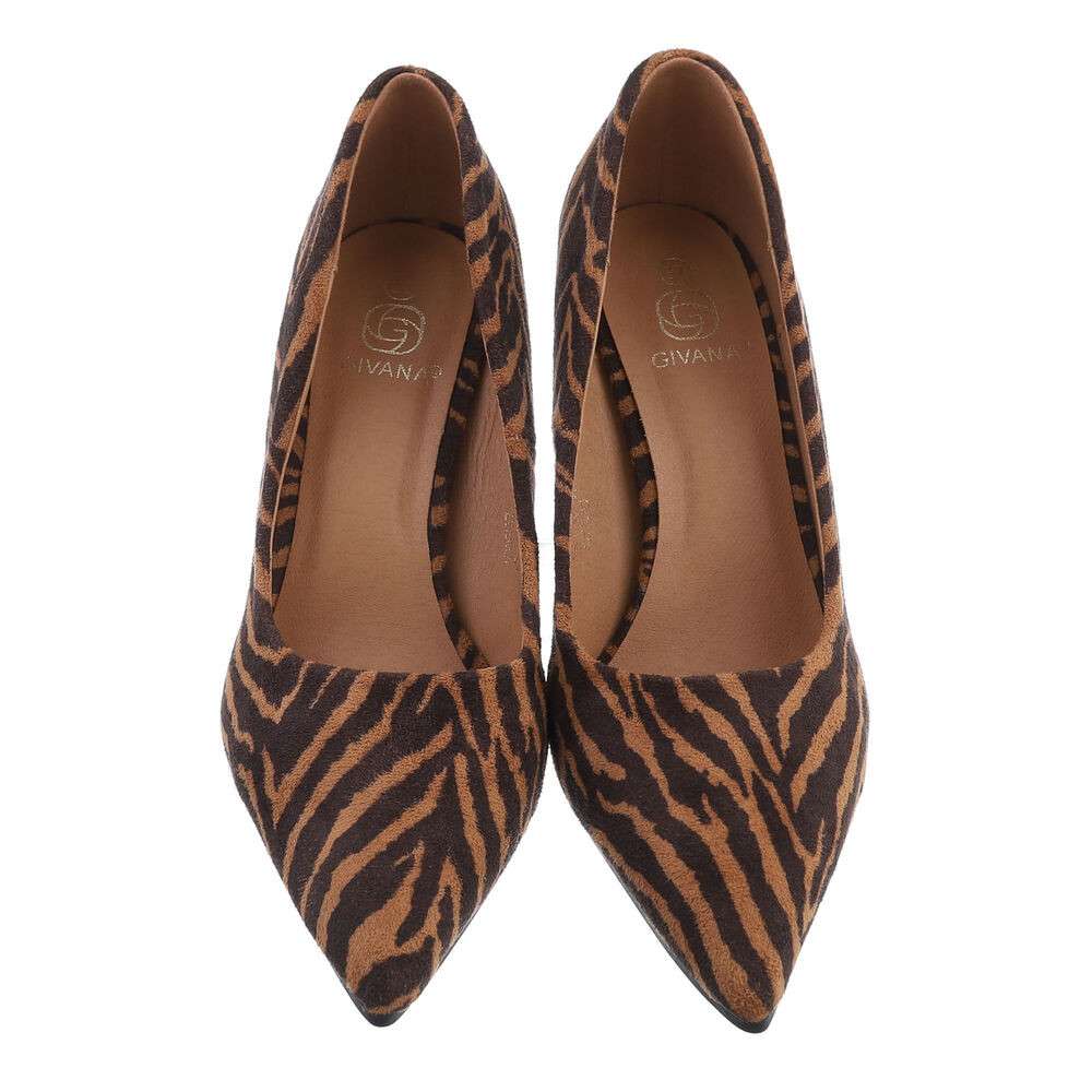 Pantofi ocazie cu toc subtire - zebra dama