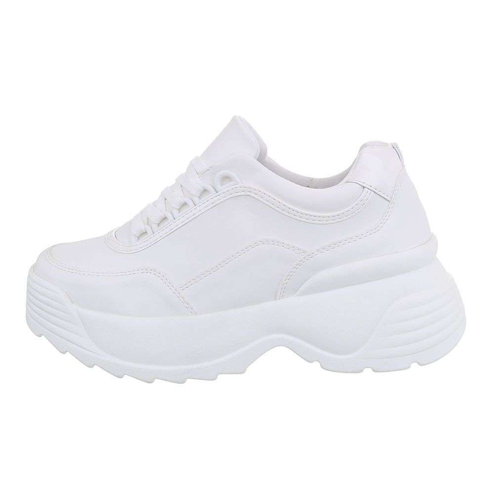 Pantofi sport talpa groasa - alb dama