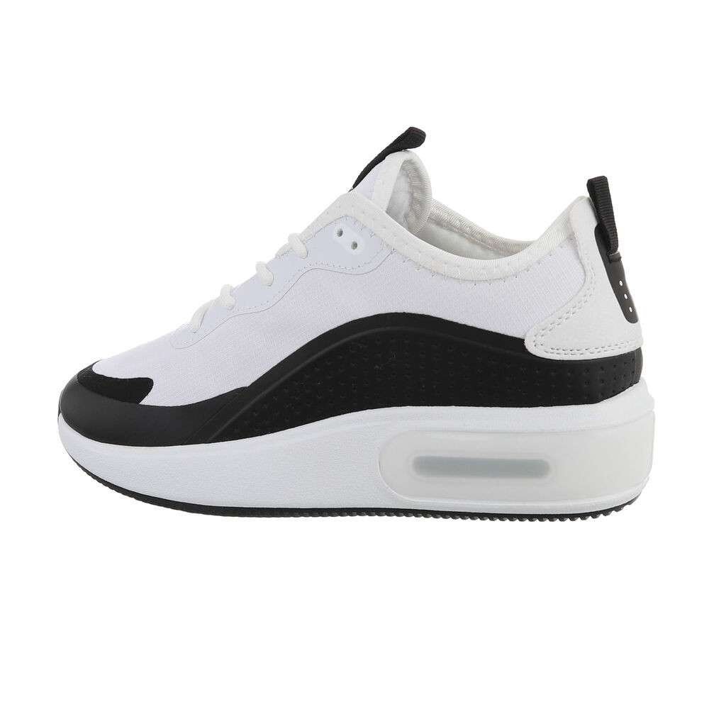 Pantofi sport cu platforma - alb negru dama
