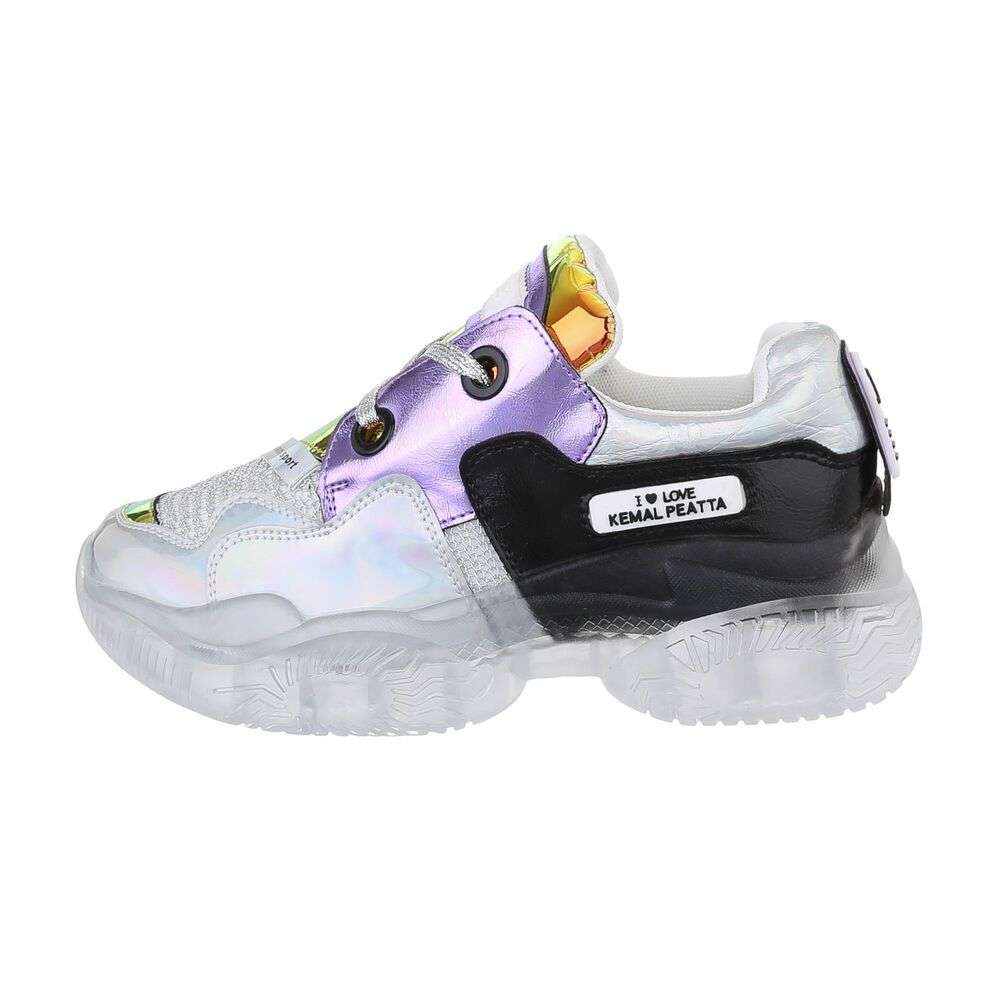 Sneakers colorati cu platforma - alb violet dama