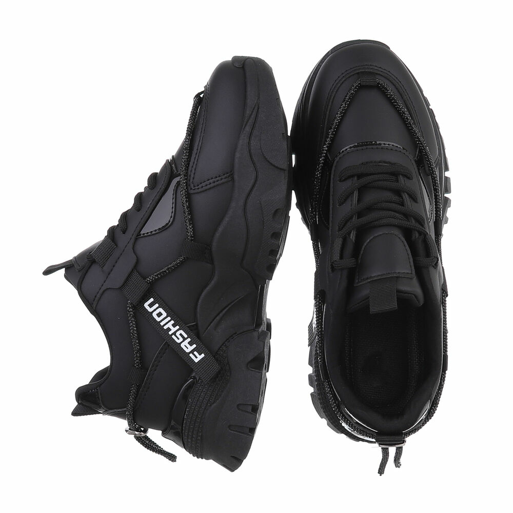 Sneakers fashion cu talpa groasa - negru dama