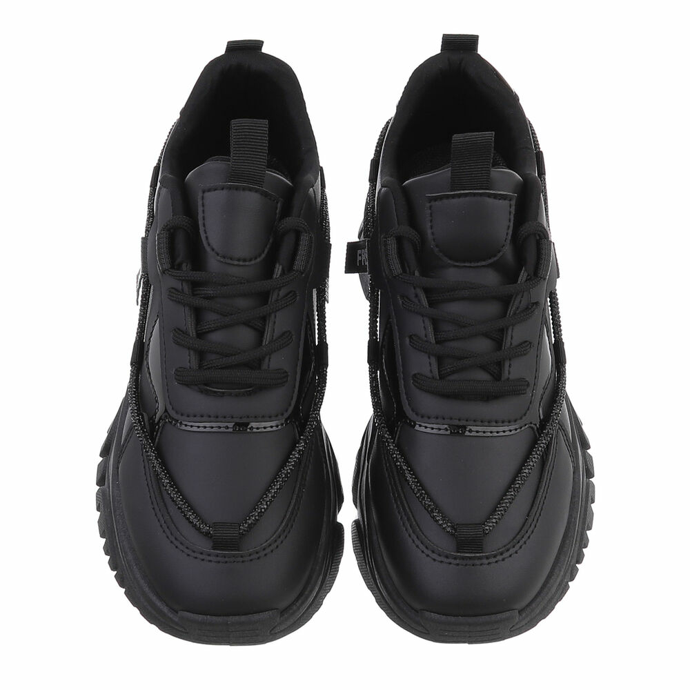 Sneakers fashion cu talpa groasa - negru dama