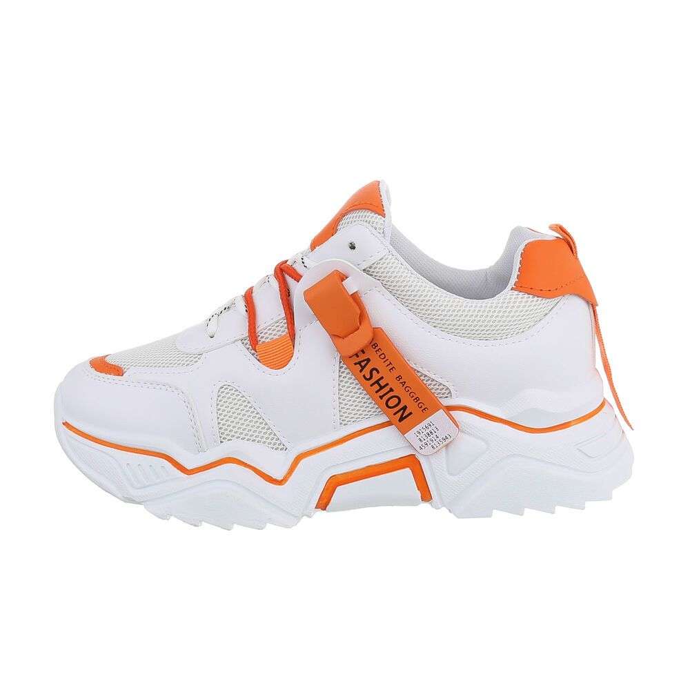Pantofi sport colorati cu talpa groasa - portocaliu dama