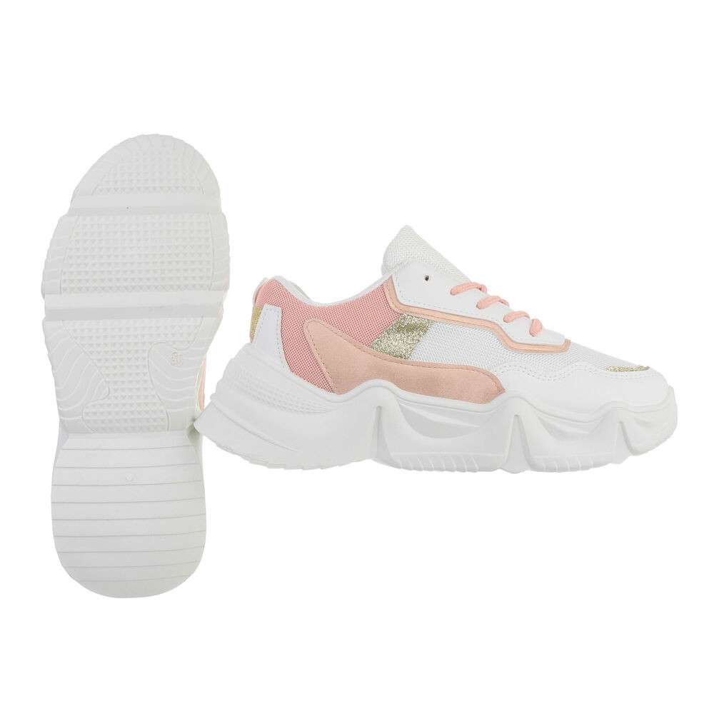 Pantofi sport cu talpa groasa - roz dama
