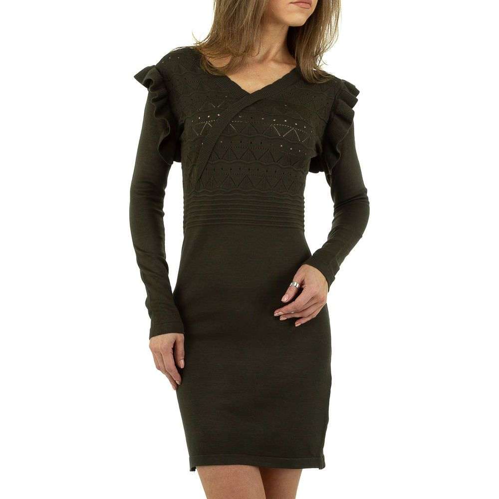 Rochie tricotata cu maneca lunga - Emma & Ashley Design verde dama