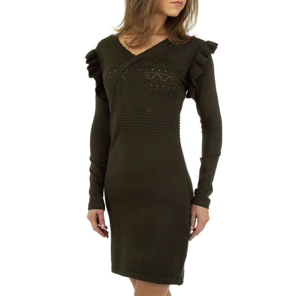 Rochie tricotata cu maneca lunga - Emma & Ashley Design verde dama