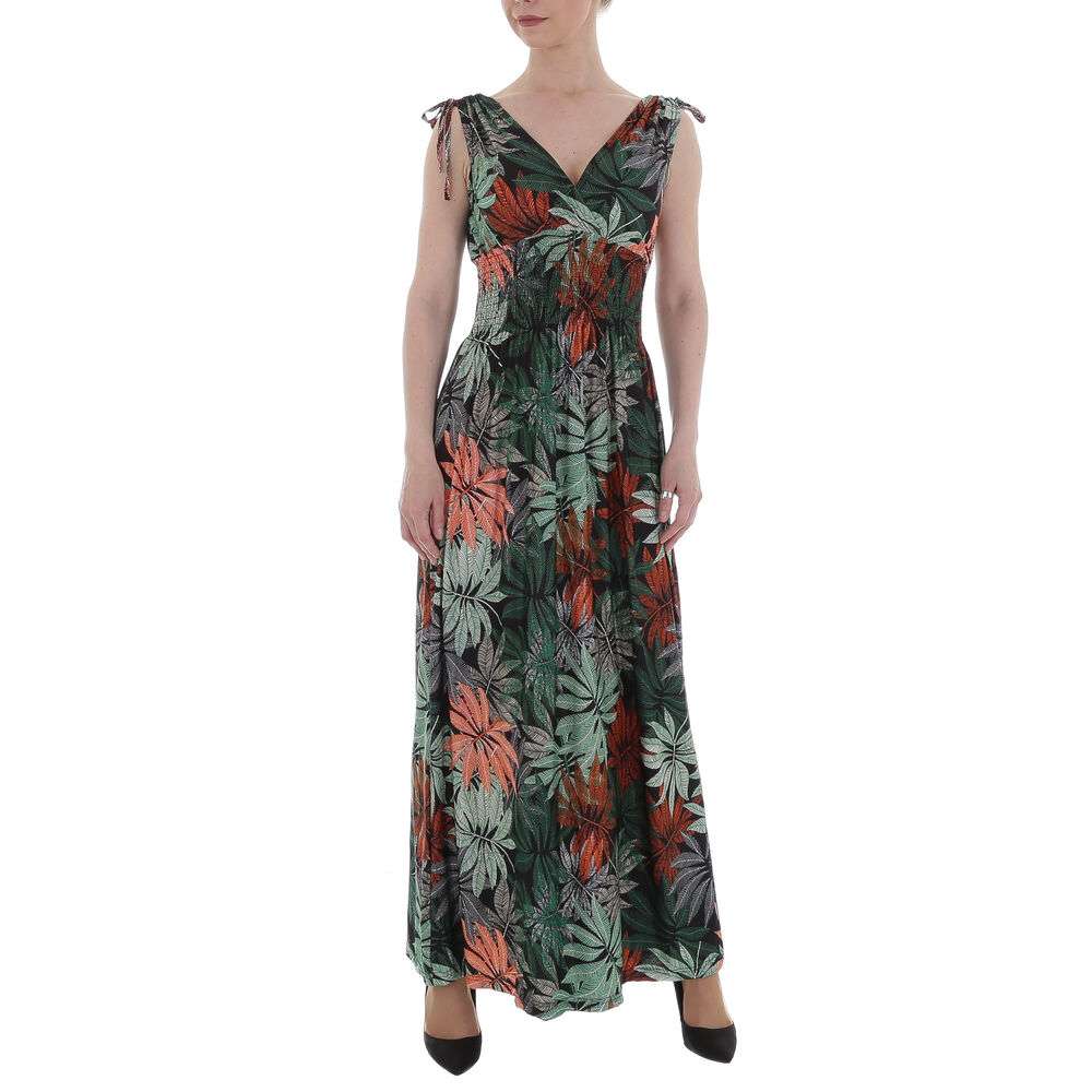 Rochie lunga cu imprimeu floral - verde dama