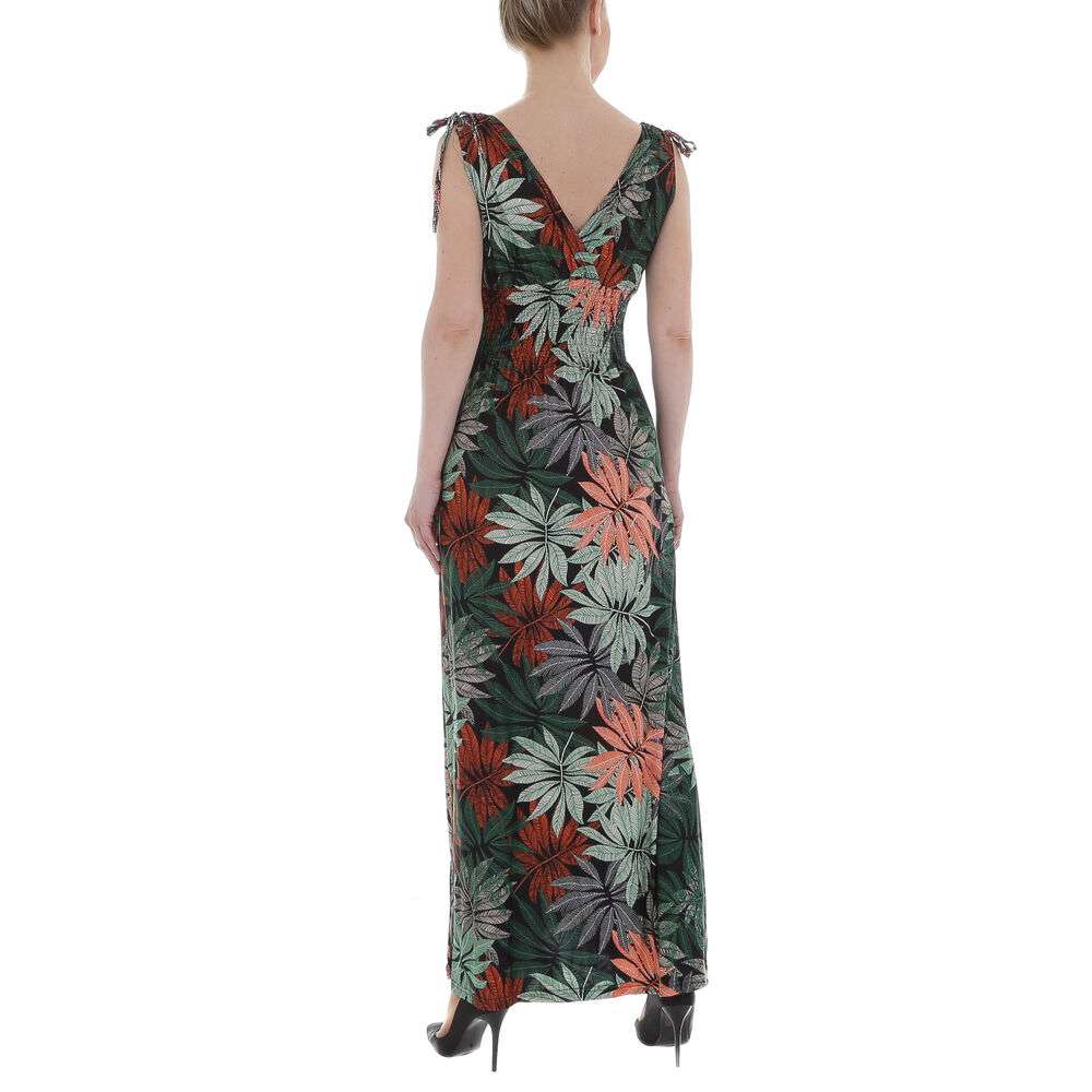 Rochie lunga cu imprimeu floral - verde dama