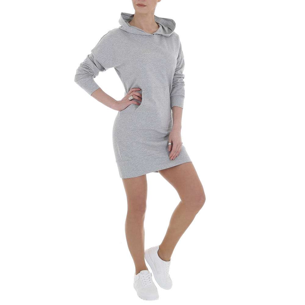 Rochie tip hanorac cu gluga - gri dama