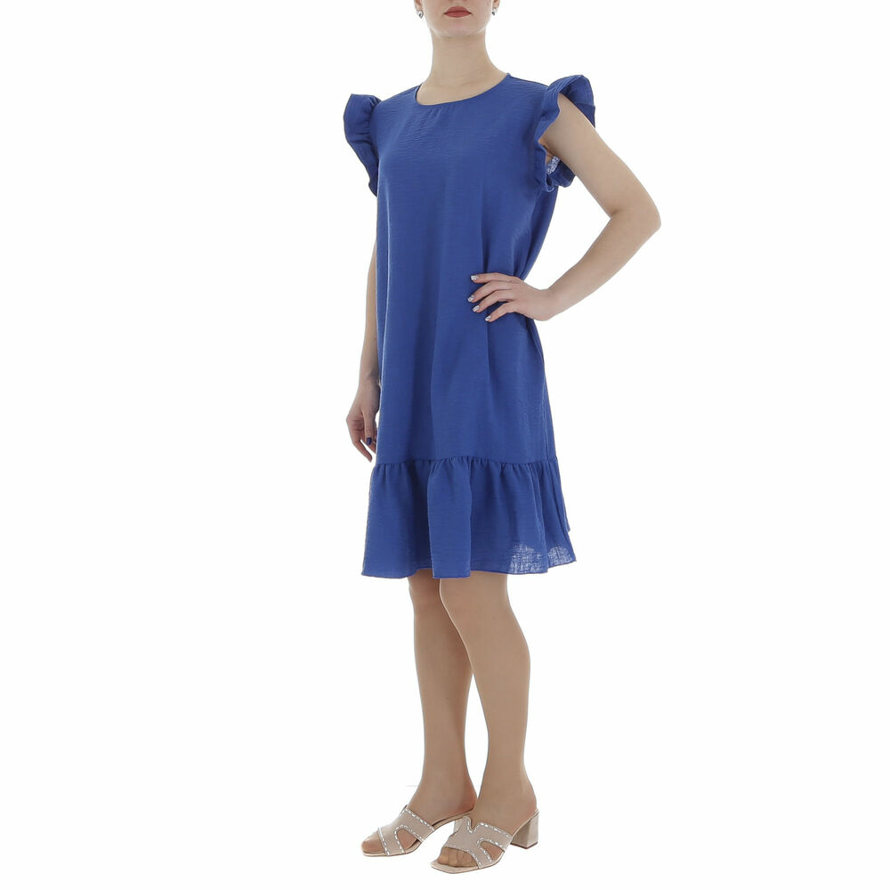 Rochie casual cu maneca scurta - albastru dama
