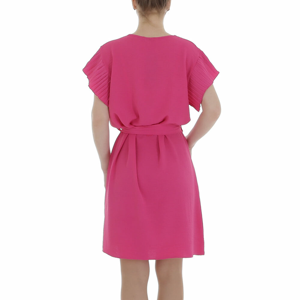 Rochie casual cu maneca scurta - roz fuchsia dama