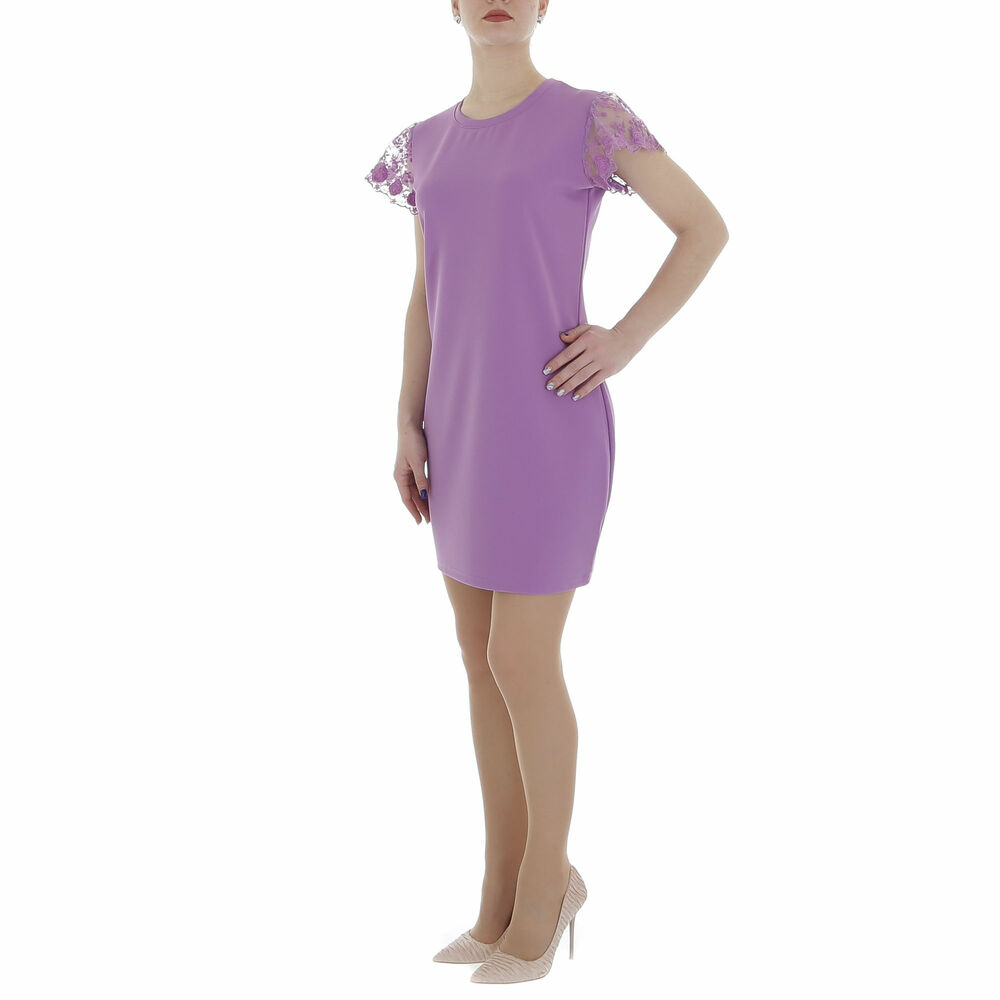 Rochie casual cu maneca scurta - violet dama
