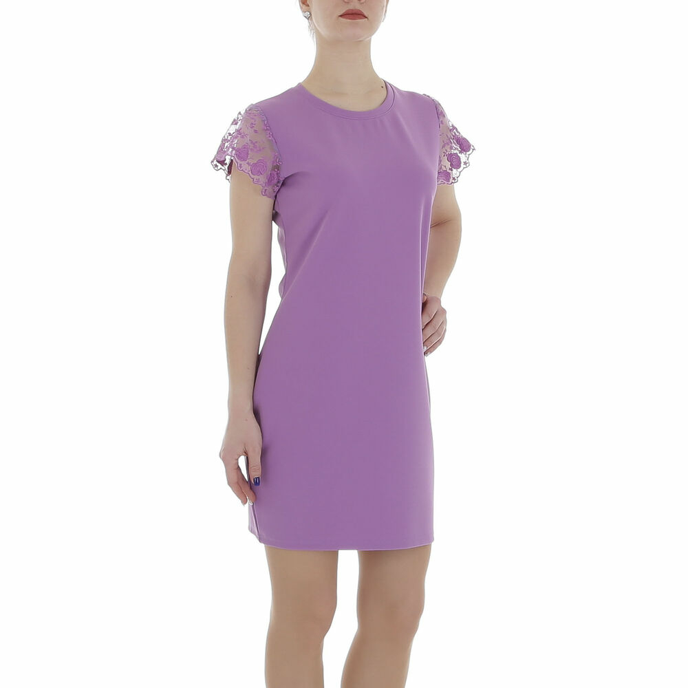 Rochie casual cu maneca scurta - violet dama