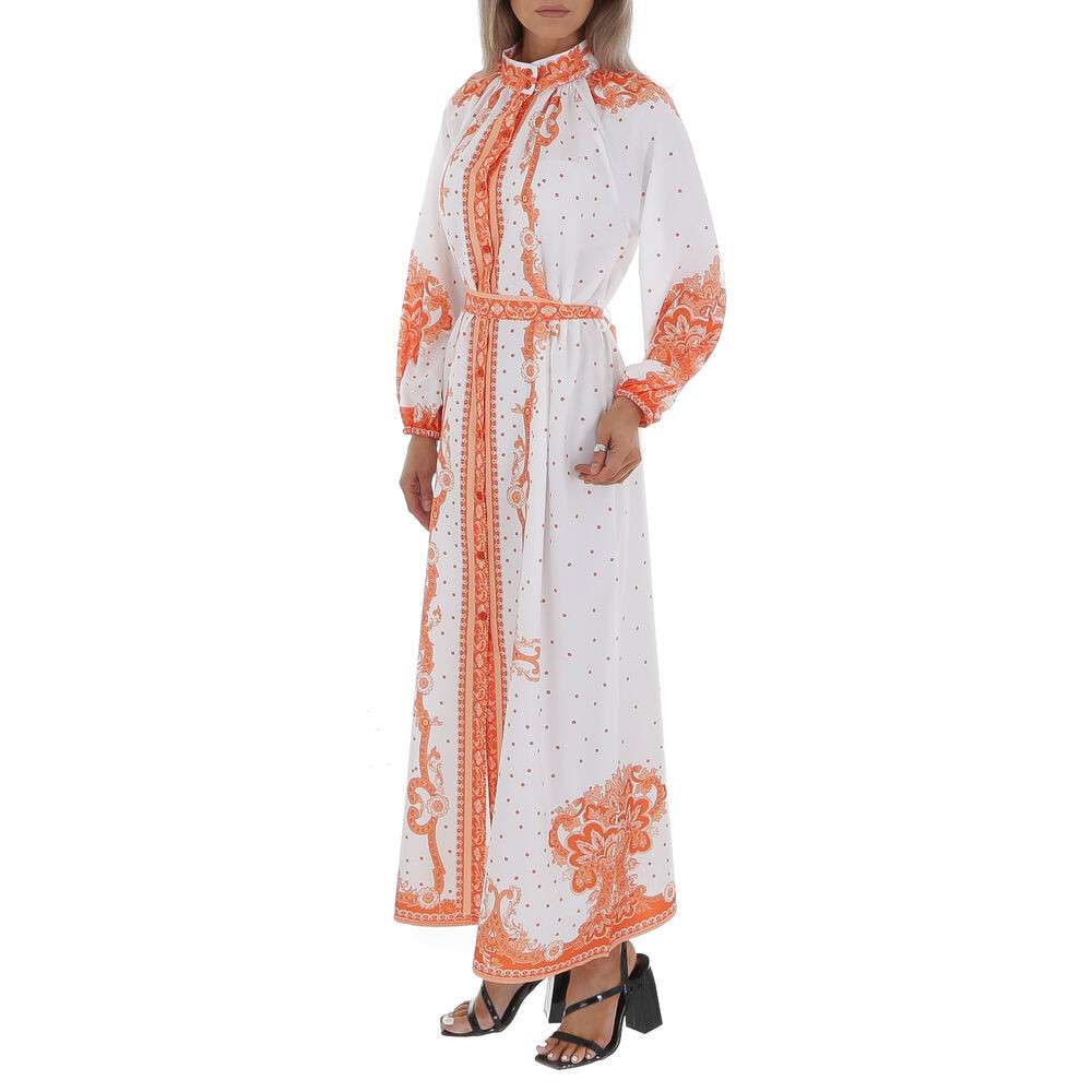 Rochie vara lunga cu imprimeu - portocaliu dama