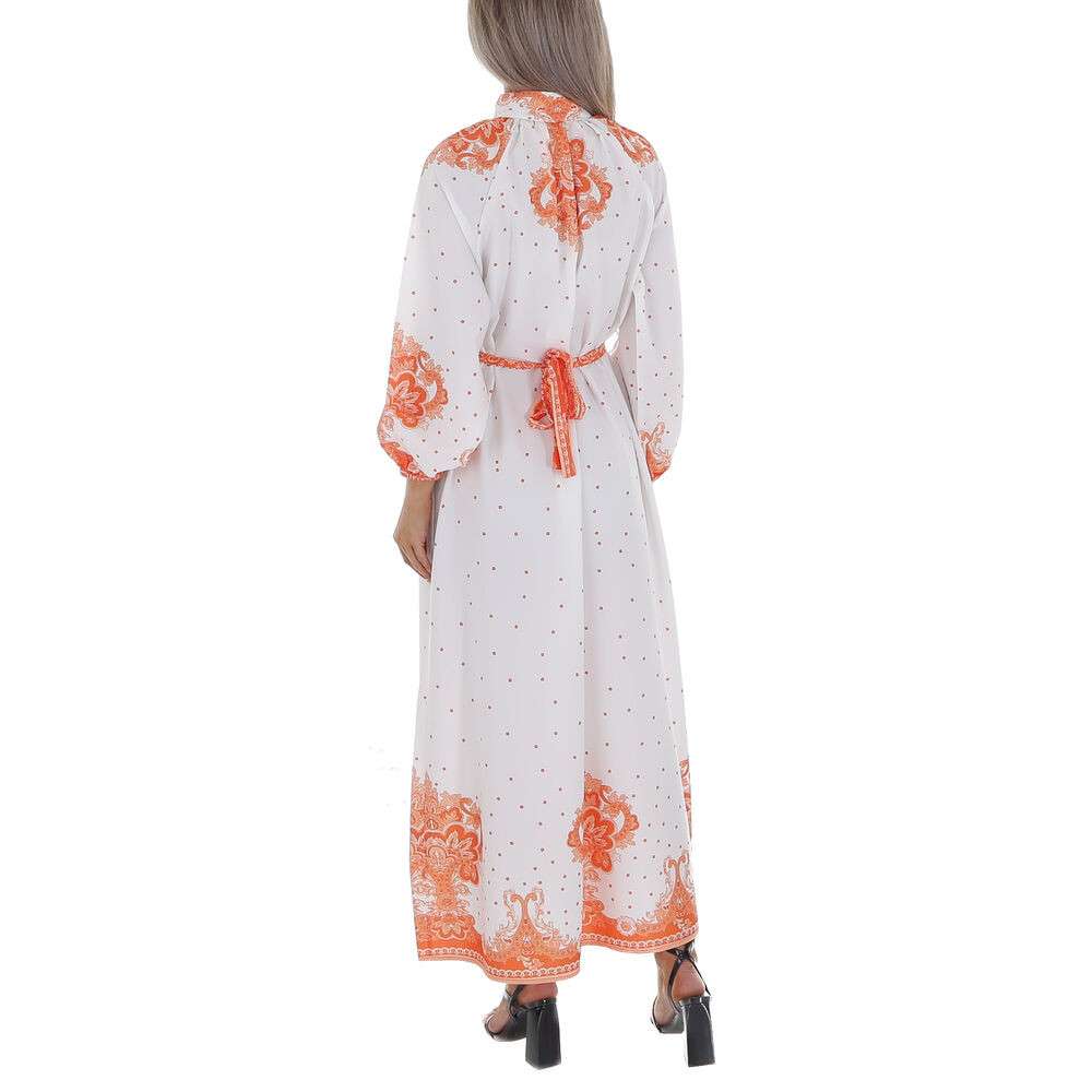 Rochie vara lunga cu imprimeu - portocaliu dama