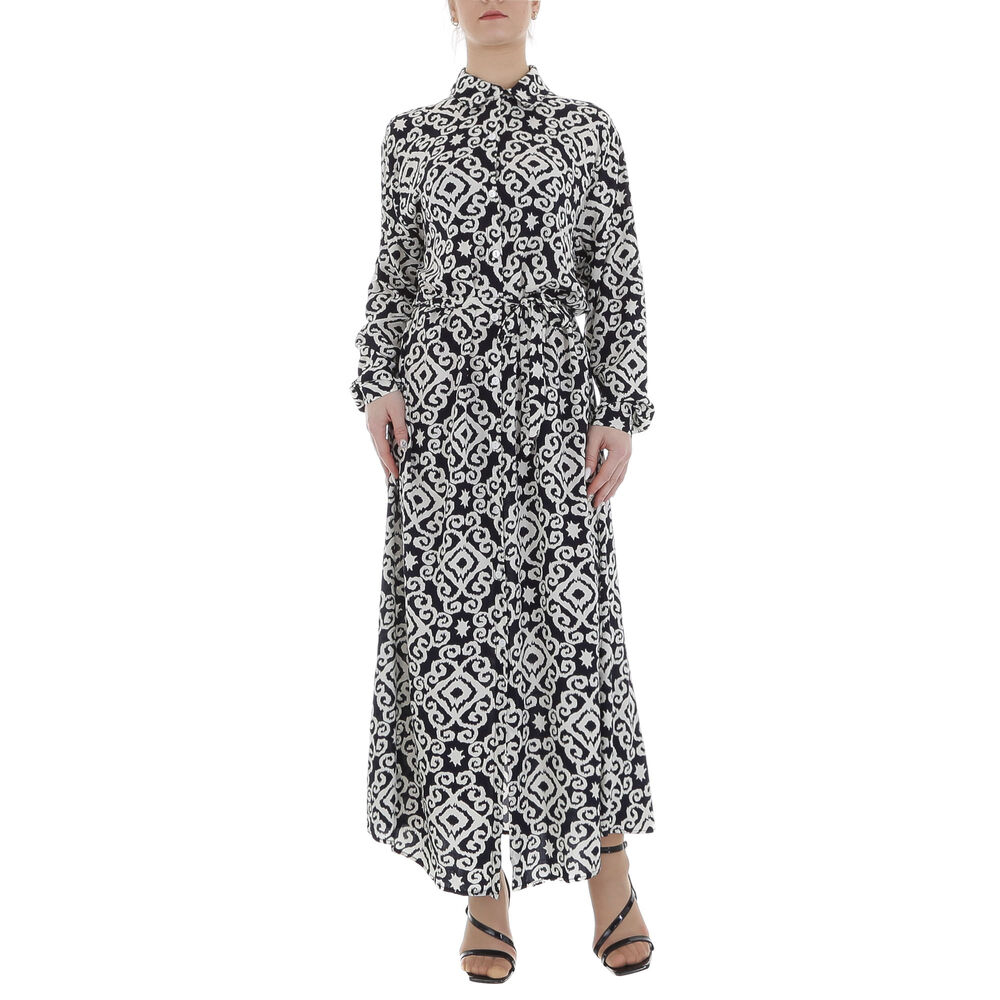 Rochie lunga eleganta cu imprimeu - DK.albastru dama