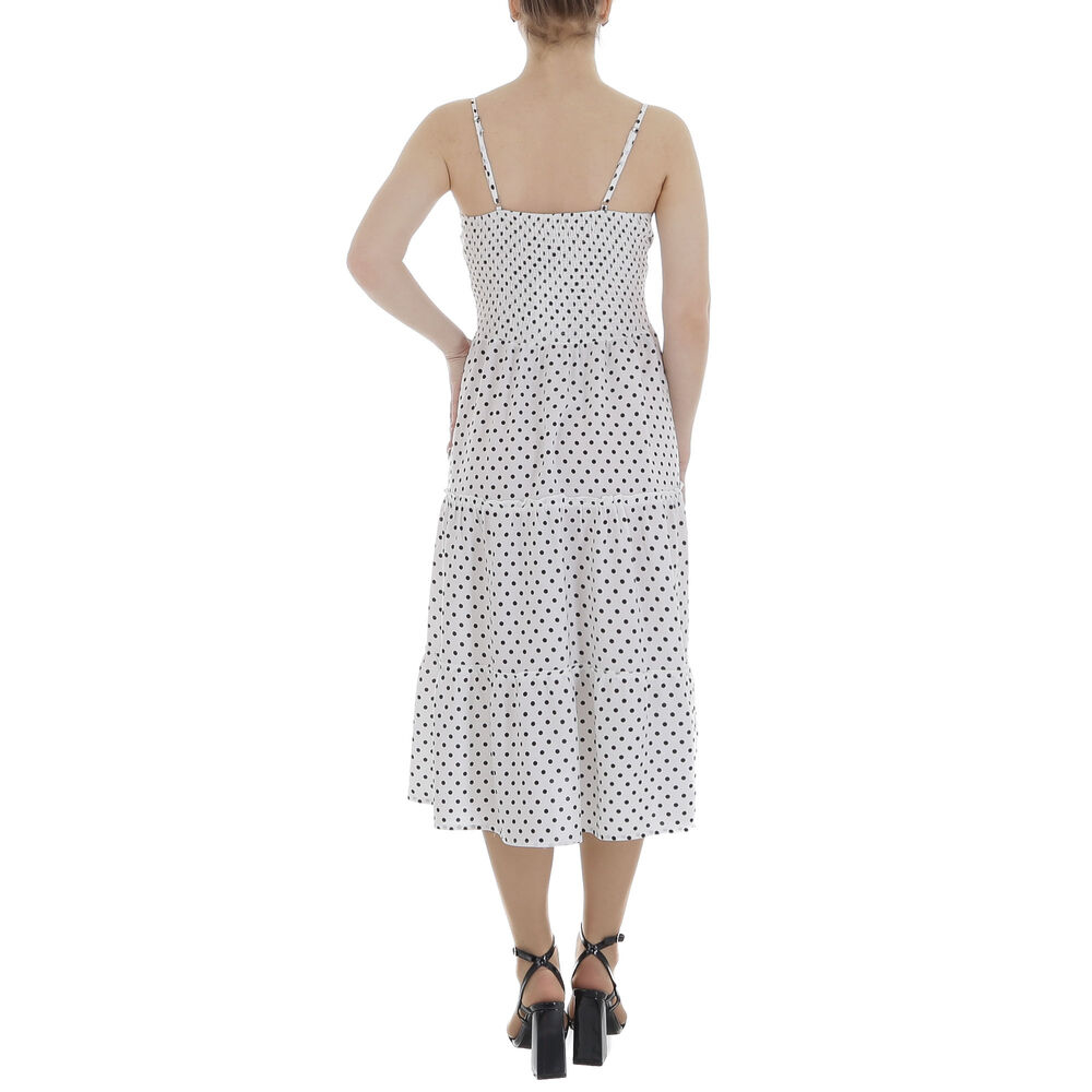Rochie trei sferturi cu buline - alb dama