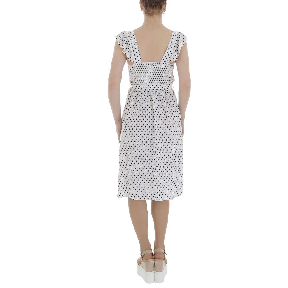 Rochie trei sferturi cu buline - alb dama