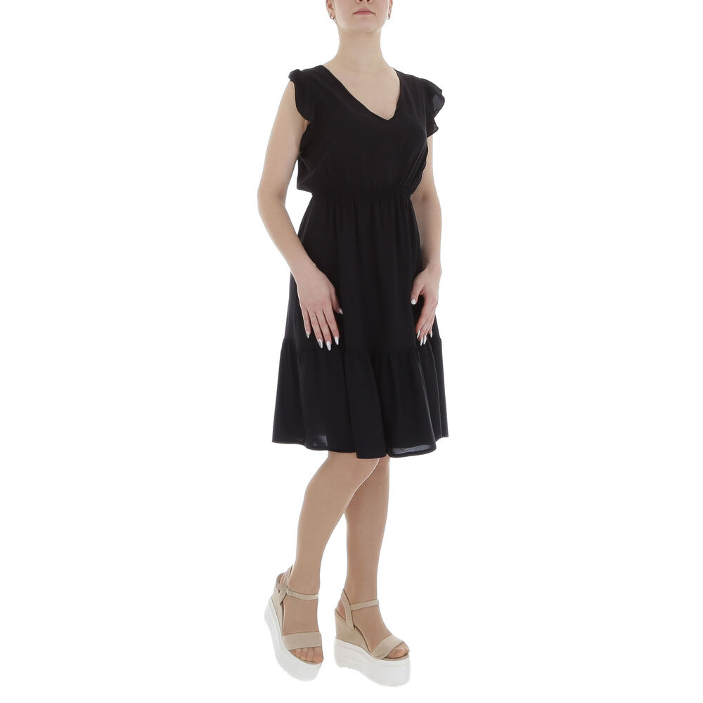Rochie midi evazata - negru dama
