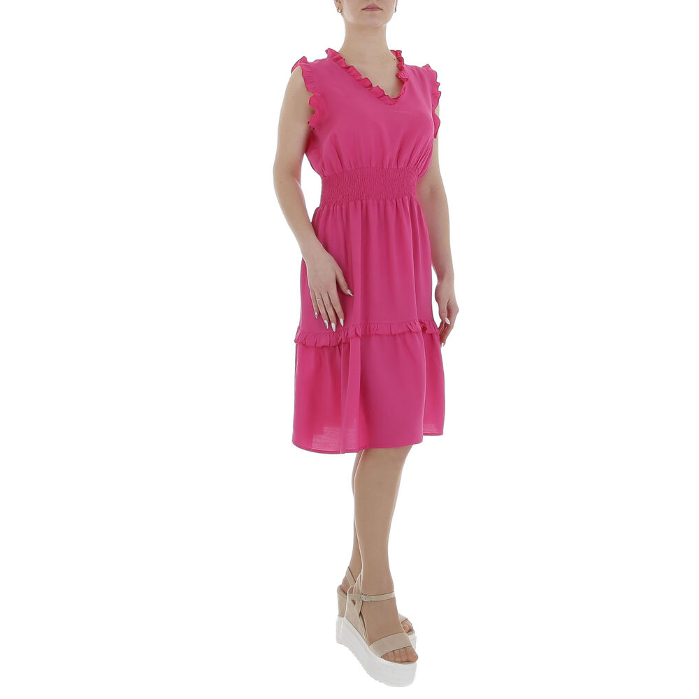 Rochie midi evazata - roz fuchsia dama