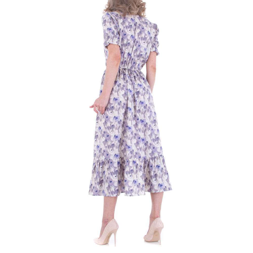 Rochie lunga evazata cu imprimeu - JCL violet dama