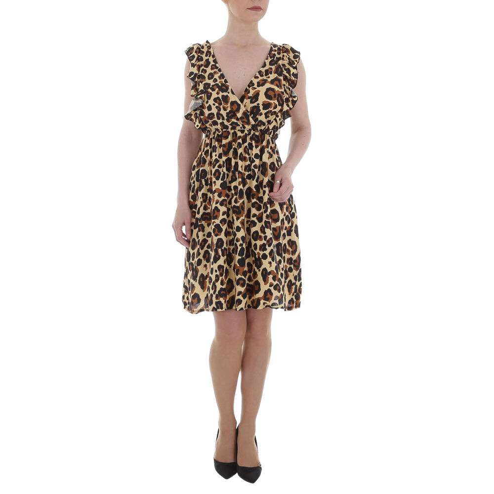 Rochie scurta imprimeu leopard - galben dama