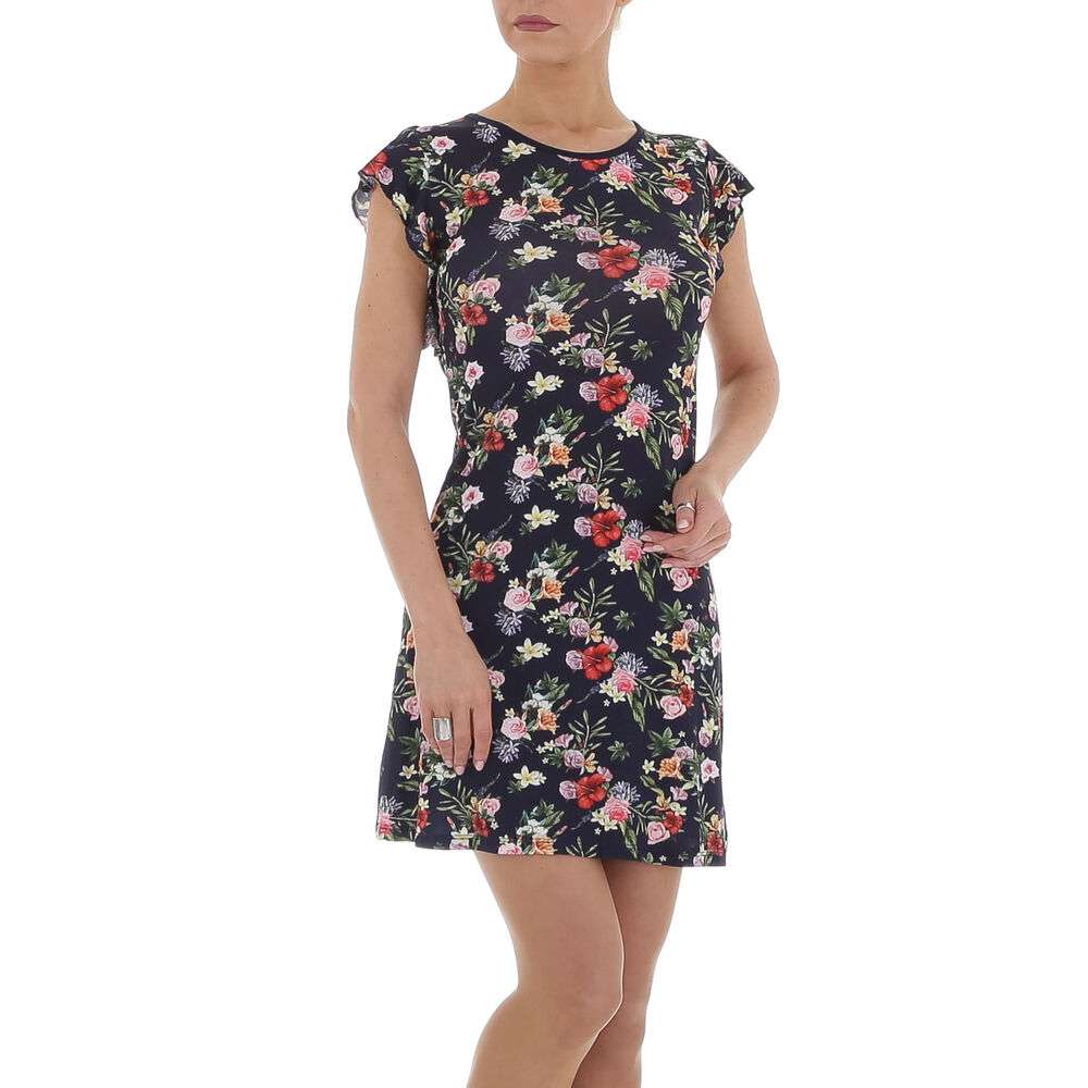 Rochie scurta imprimeu floral - DK.albastru dama