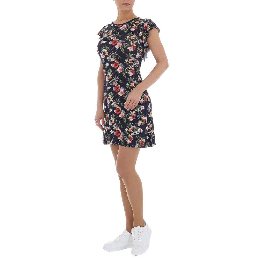 Rochie scurta imprimeu floral - DK.albastru dama