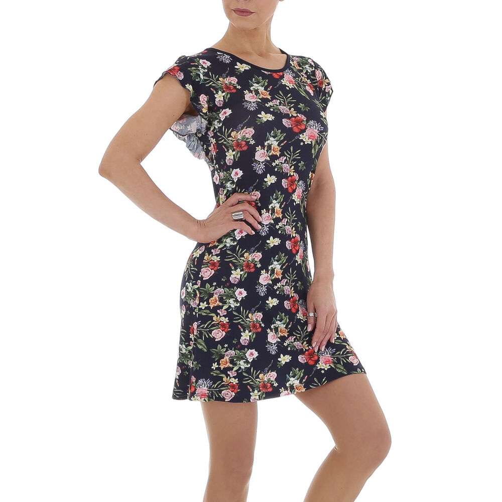 Rochie scurta imprimeu floral - DK.albastru dama