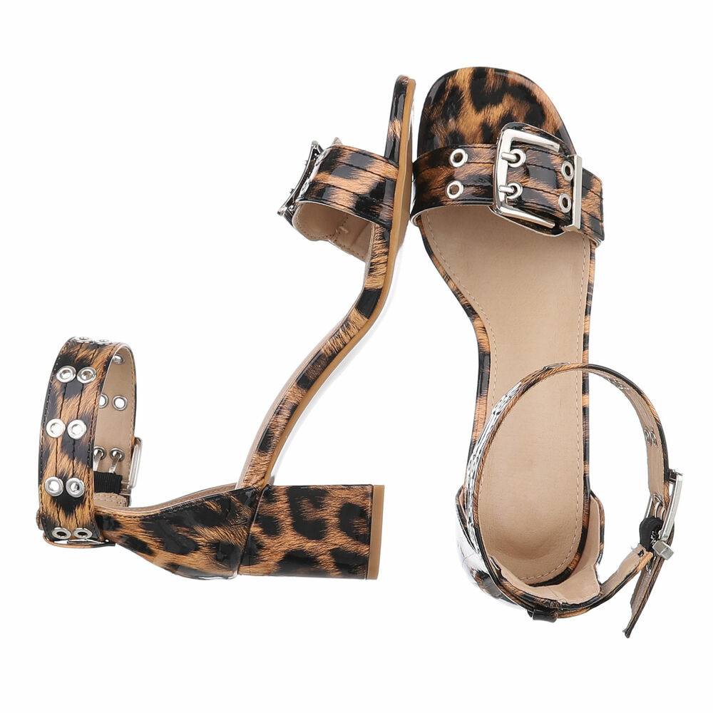 Sandale cu toc - imprimeu leopard dama