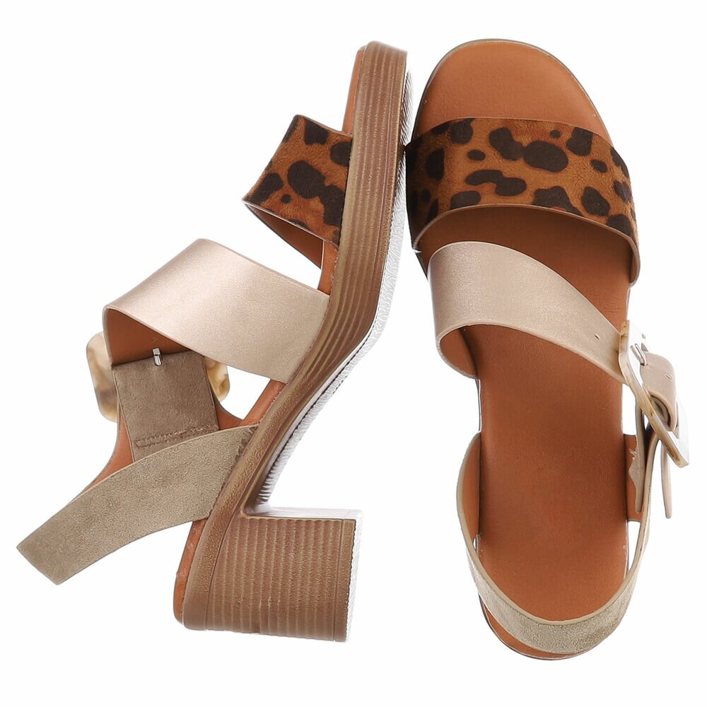 Sandale cu toc - imprimeu leopard dama