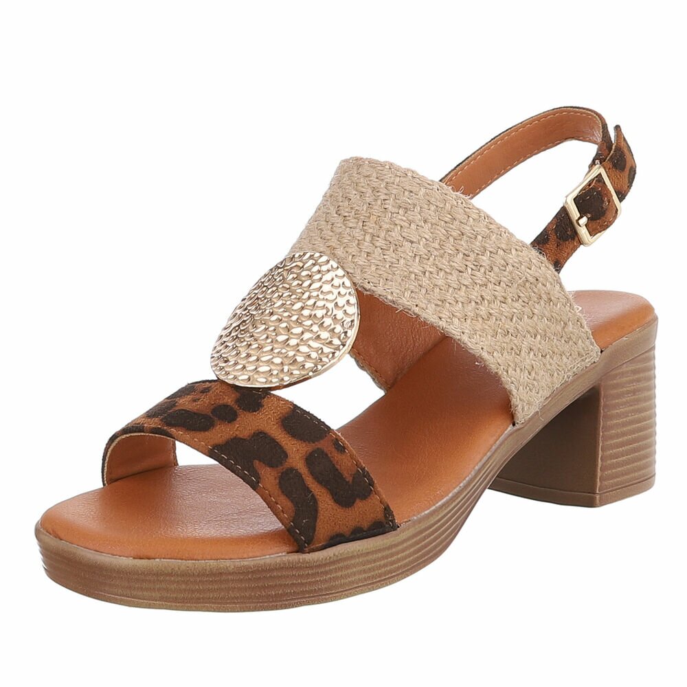 Sandale cu toc - imprimeu leopard dama