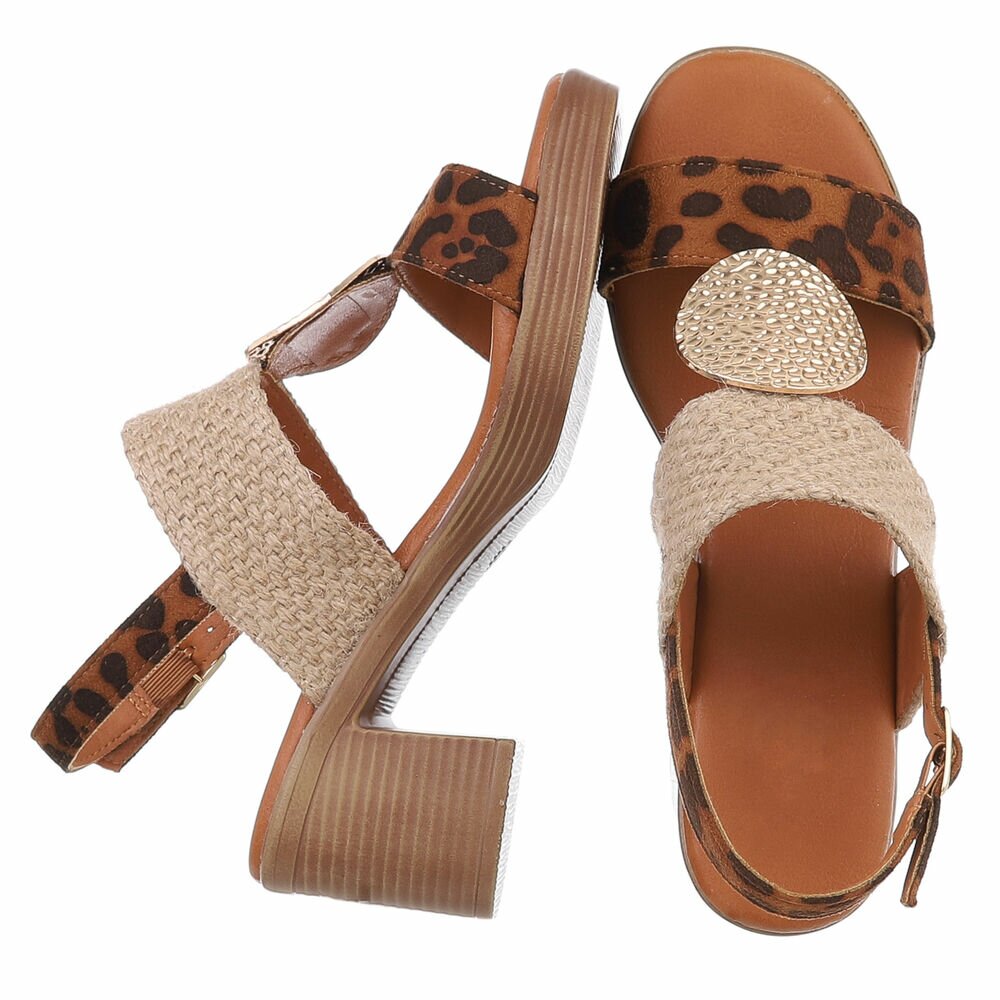 Sandale cu toc - imprimeu leopard dama