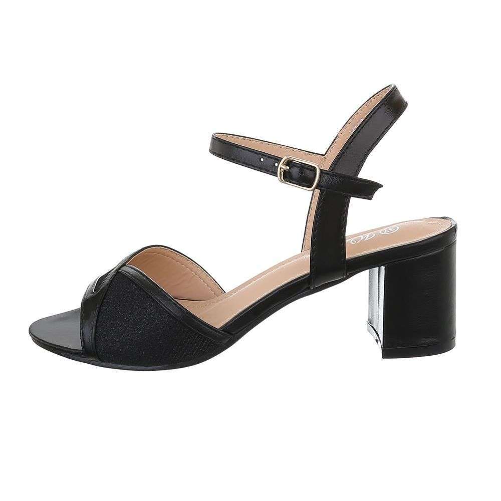 Sandale elegante cu toc mic - negru dama