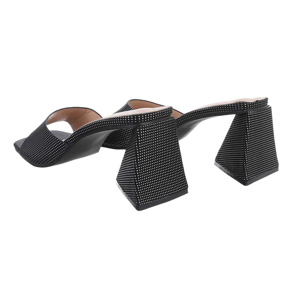 Papuci cu toc gros - negru dama