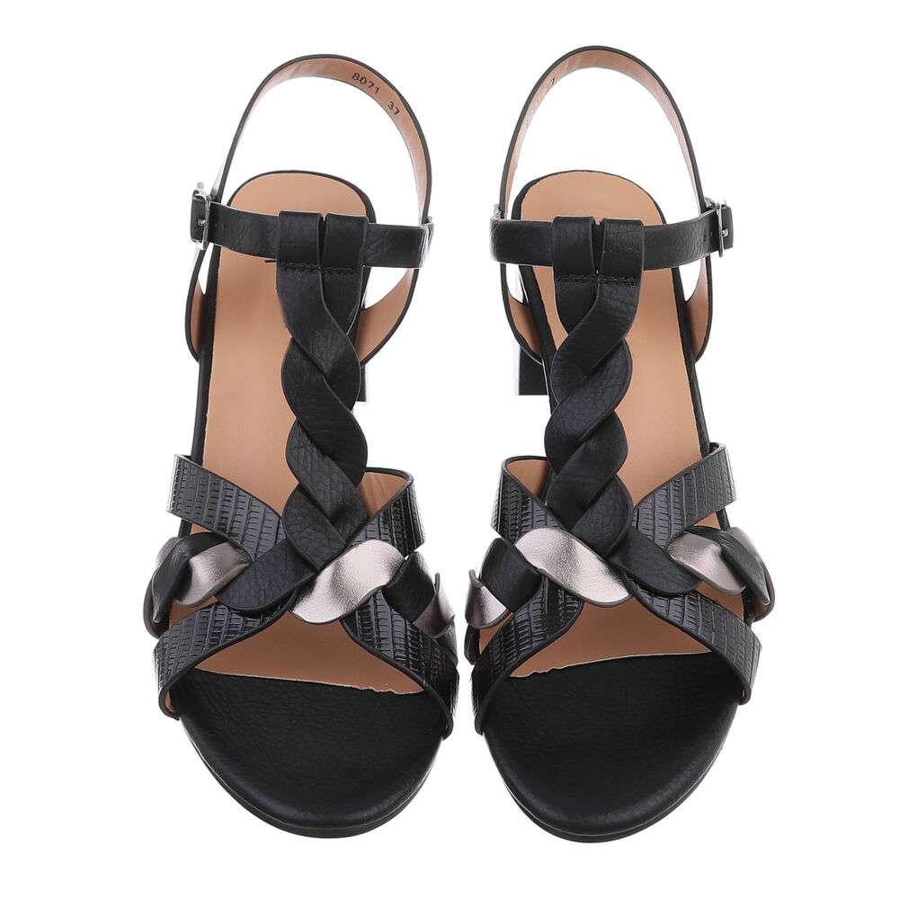 Sandale cu toc gros - negru dama