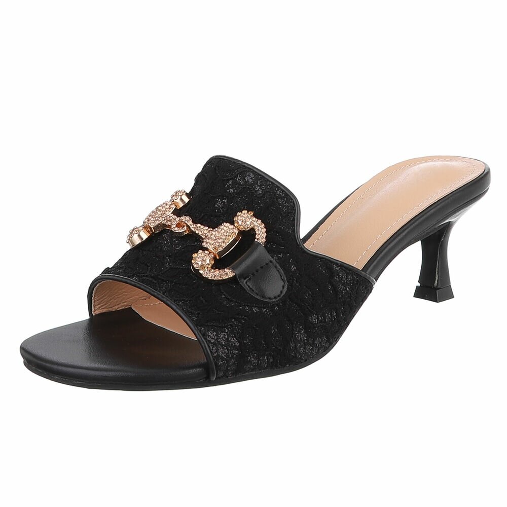 Slapi eleganti cu toc - negru dama