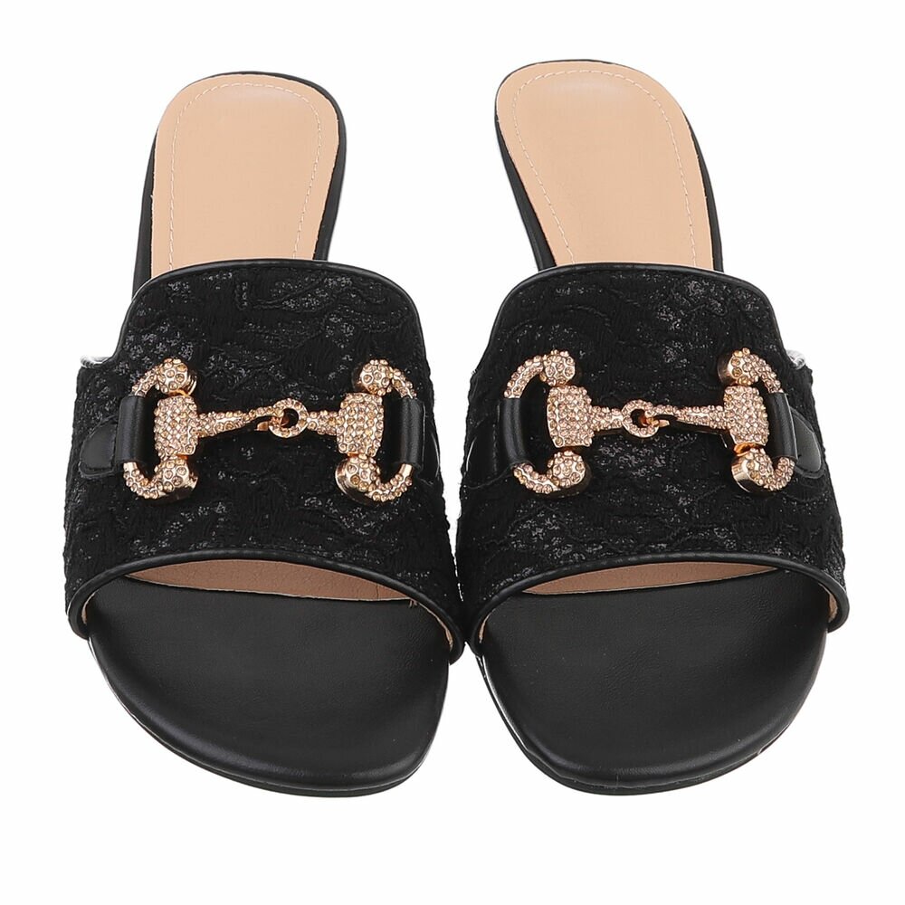 Slapi eleganti cu toc - negru dama