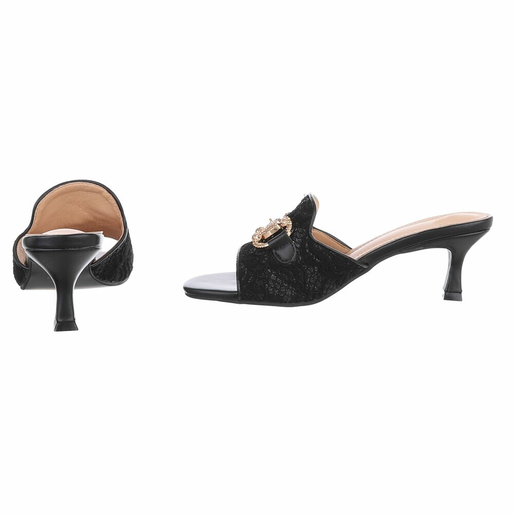 Slapi eleganti cu toc - negru dama