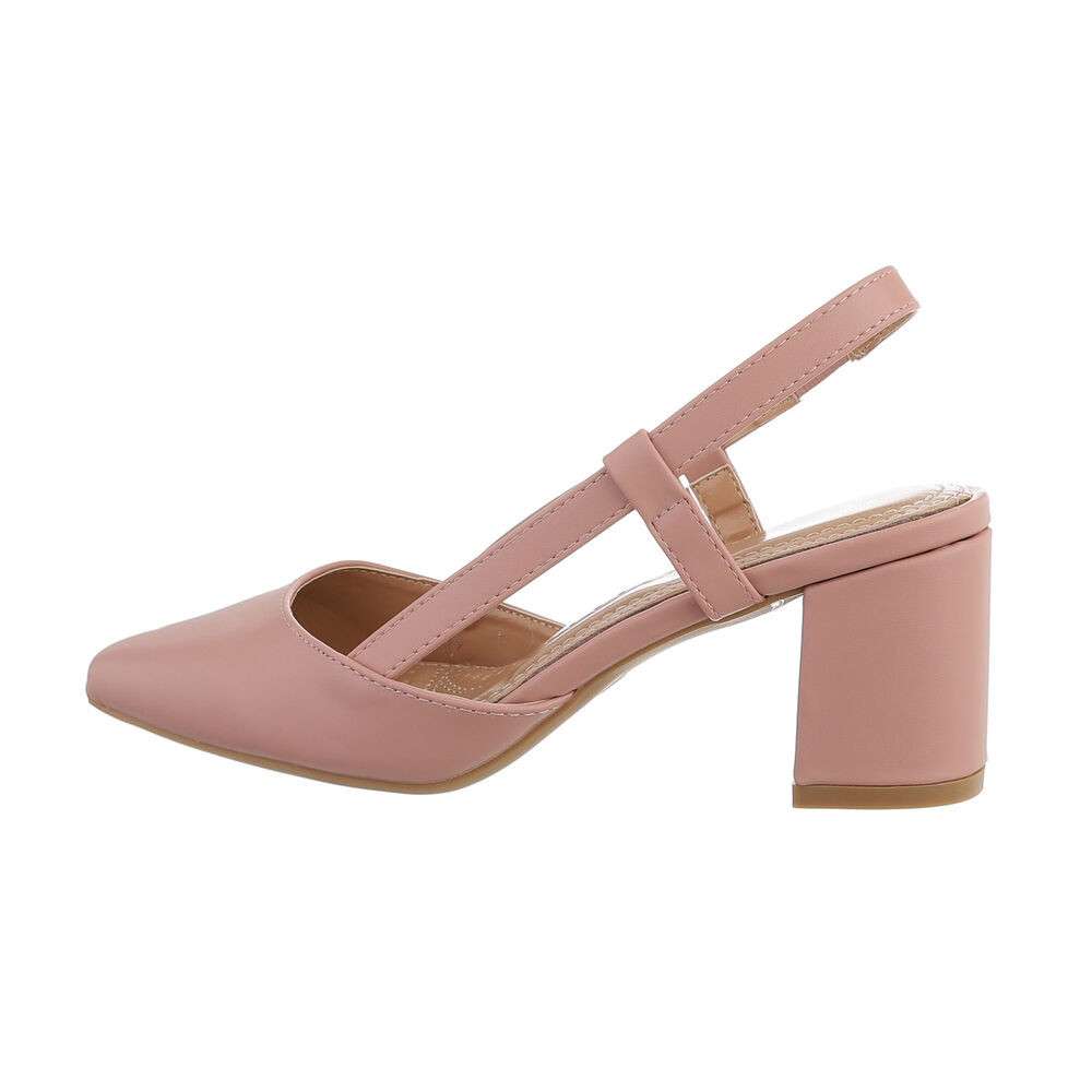 Pantofi eleganti toc gros - roz dama