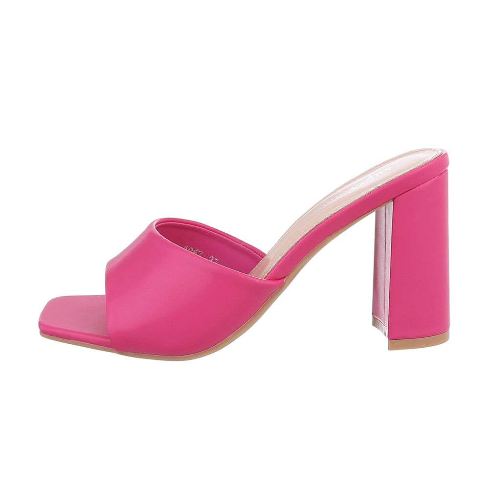 Saboti cu toc gros - roz fuchsia dama